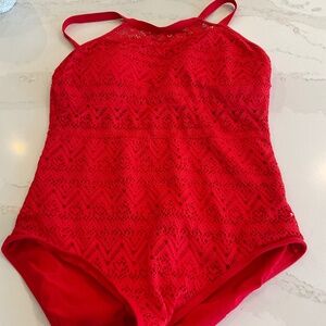Women’s One Piece  Swim Suit - Red - large